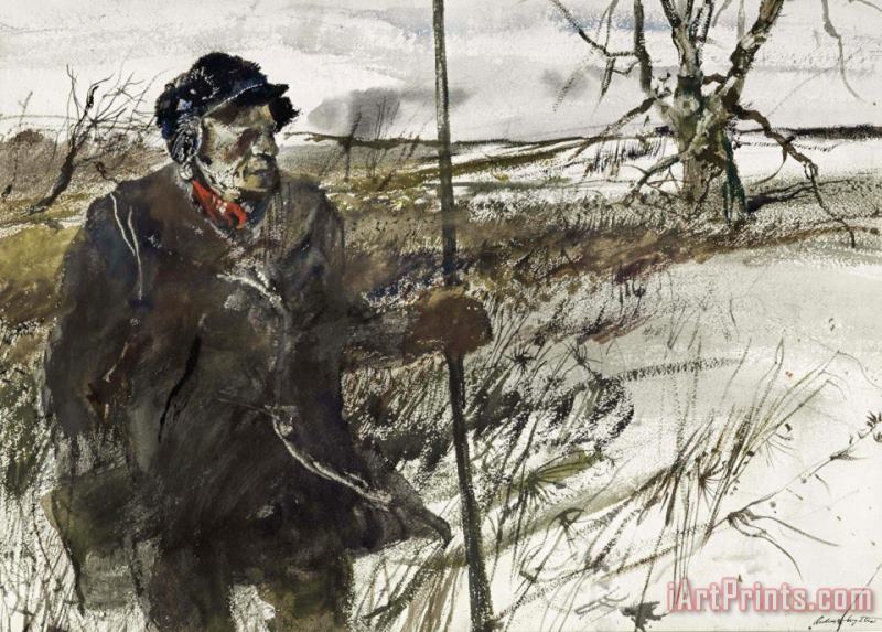 Game Warden, 1952 painting - andrew wyeth Game Warden, 1952 Art Print