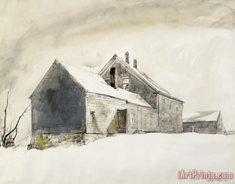 Olsons in The Snow, 1975 painting - andrew wyeth Olsons in The Snow, 1975 Art Print