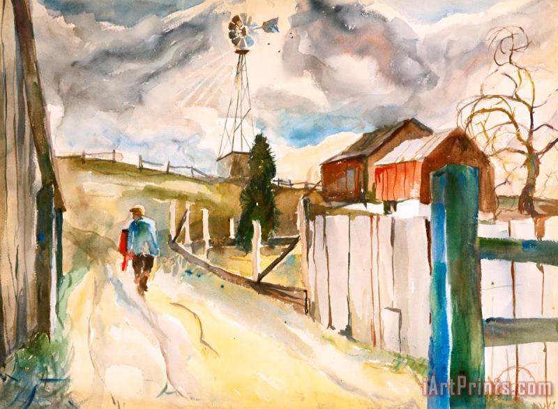 Windmill 1936 painting - andrew wyeth Windmill 1936 Art Print