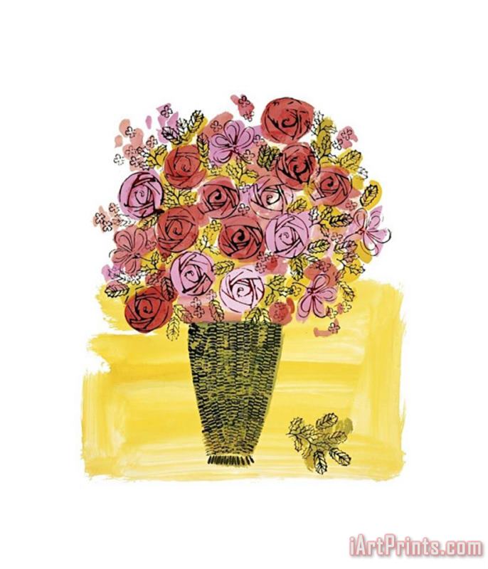 Andy Warhol Basket of Flowers C 1958 Art Painting