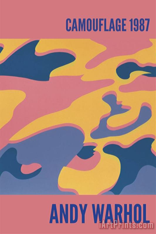 Andy Warhol Camouflage 1987 Pink Purple Orange Art Painting