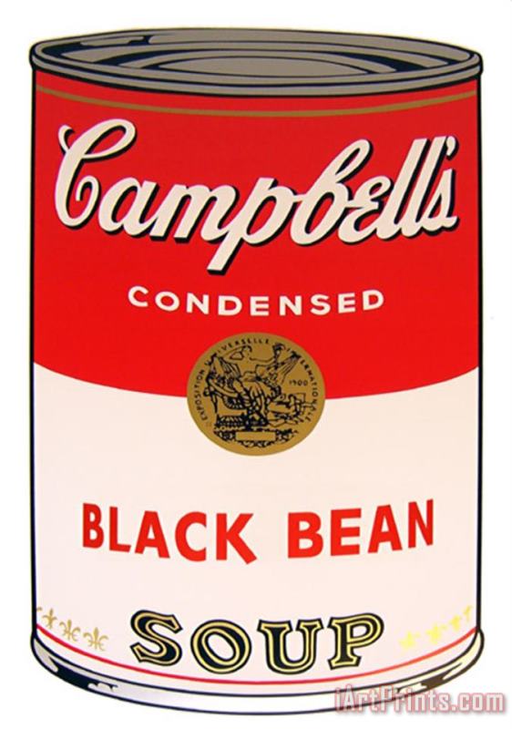 Campbell's Soup Black Bean painting - Andy Warhol Campbell's Soup Black Bean Art Print