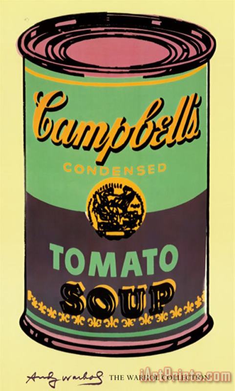 Campbell's Soup Can 1965 Green And Purple painting - Andy Warhol Campbell's Soup Can 1965 Green And Purple Art Print