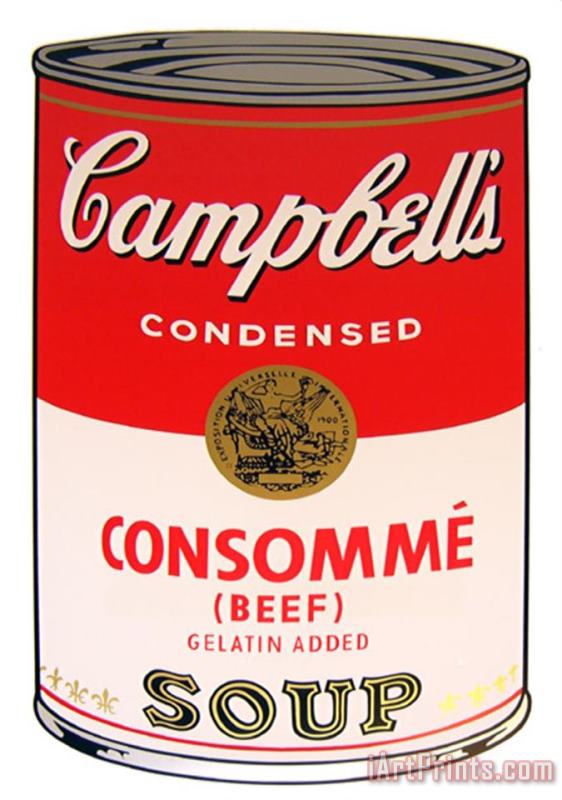 Campbell's Soup Consomme Beef painting - Andy Warhol Campbell's Soup Consomme Beef Art Print