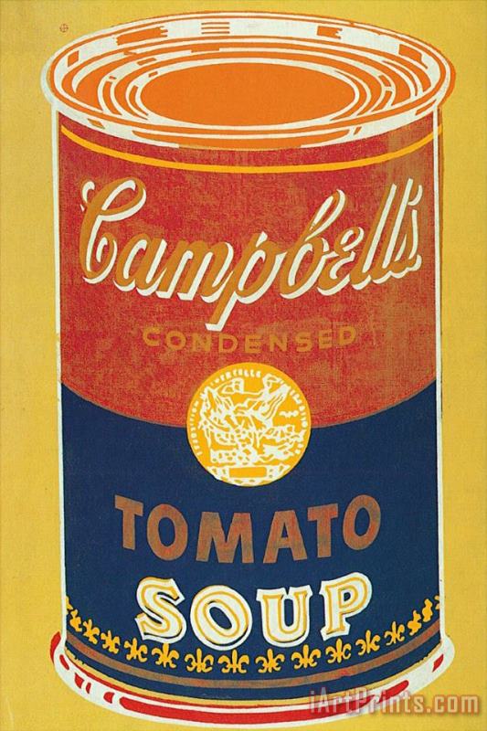 Colored Campbell's Soup Can C 1965 Yellow Blue painting - Andy Warhol Colored Campbell's Soup Can C 1965 Yellow Blue Art Print