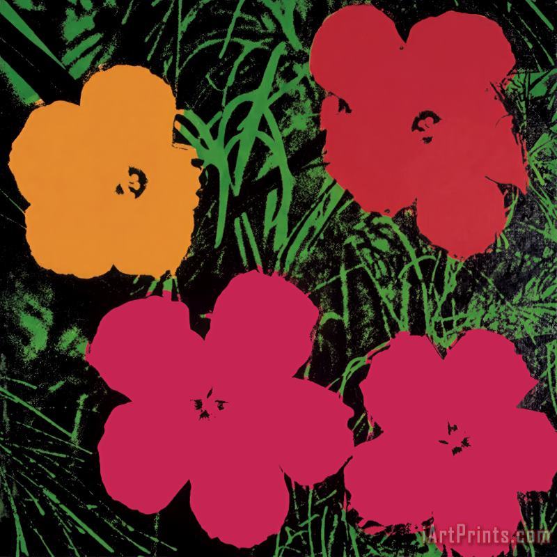Andy Warhol Flowers 1964 Red Pink And Yellow Art Print