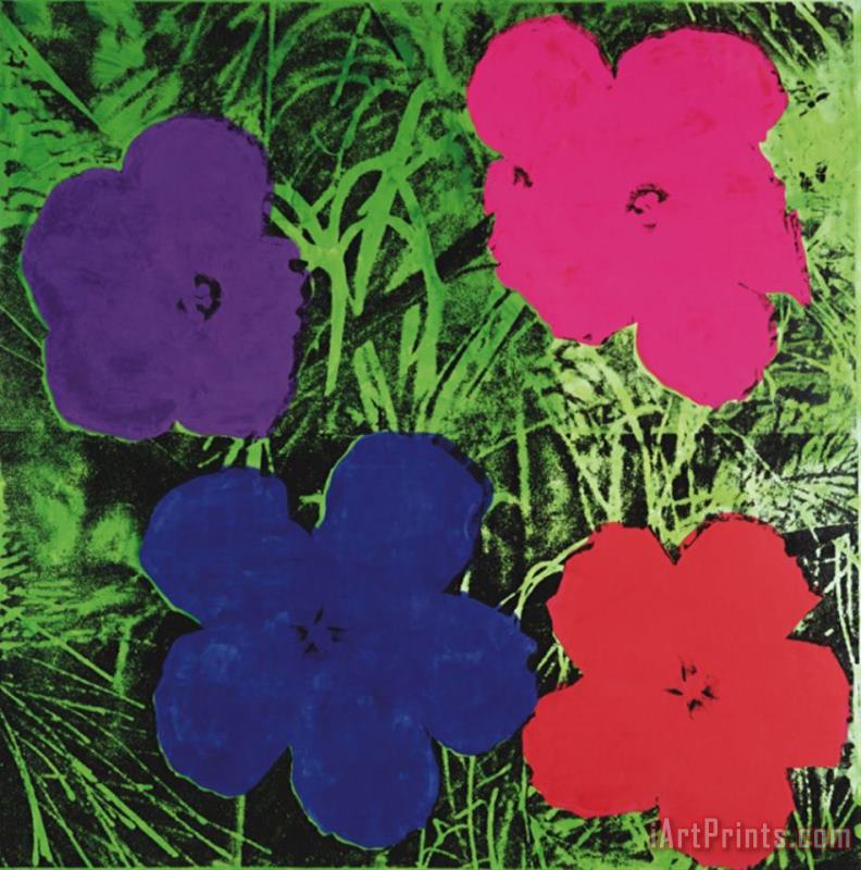 Flowers C 1964 1 Purple 1 Blue 1 Pink 1 Red painting - Andy Warhol Flowers C 1964 1 Purple 1 Blue 1 Pink 1 Red Art Print