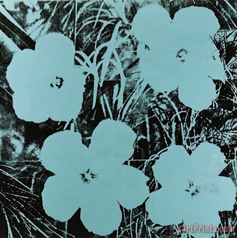 Flowers C 1967 Blue painting - Andy Warhol Flowers C 1967 Blue Art Print