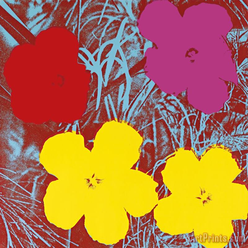 Andy Warhol Flowers C 1970 Red Pink Yellow Art Print