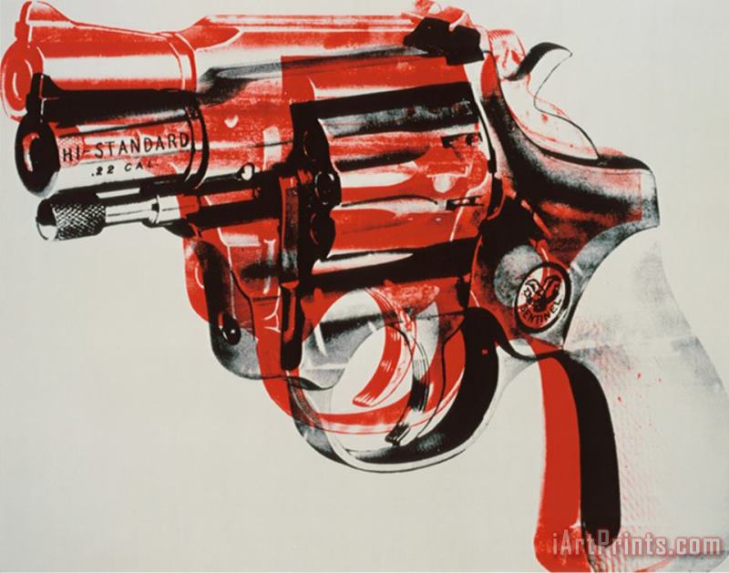 Andy Warhol Gun C 1981 82 Black And Red on White Art Print