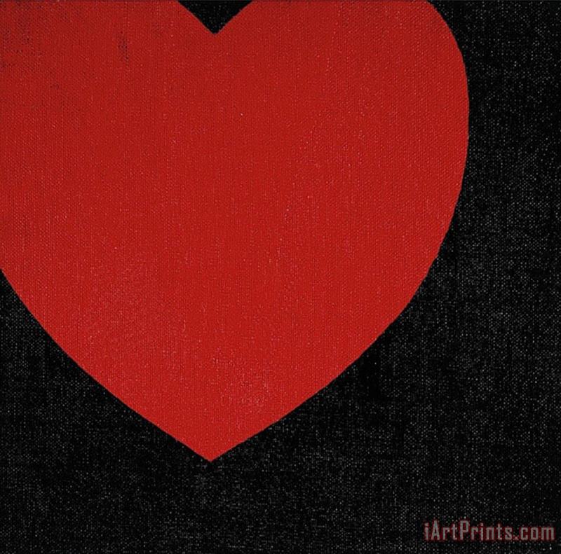 Andy Warhol Heart C 1979 Red on Black Art Print