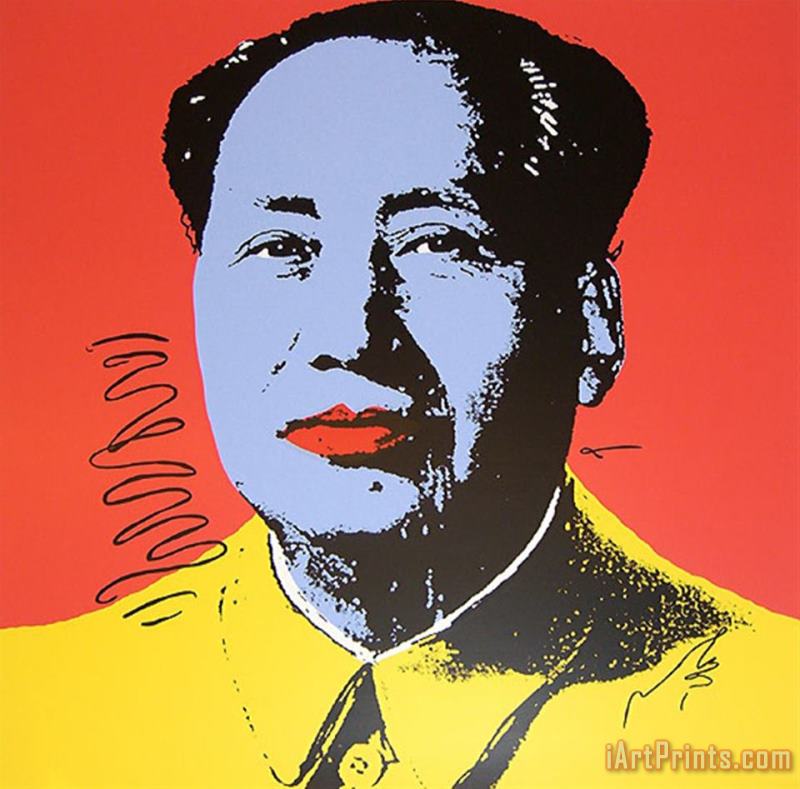 Andy Warhol Mao Tse Tung Kopf Blau Gelb Art Painting