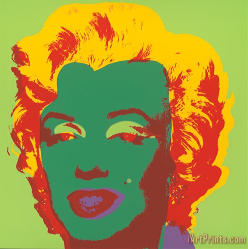 Andy Warhol Marilyn Kopf Dunkelgruen Rot Gelb Art Print