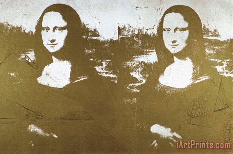 Two Golden Mona Lisas painting - Andy Warhol Two Golden Mona Lisas Art Print