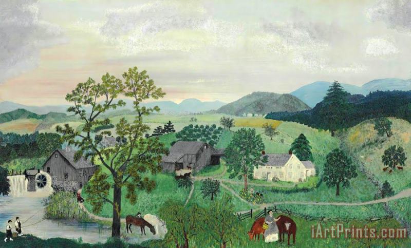 Anna Mary Robertson (grandma) Moses Landscape with a Mill Art Painting