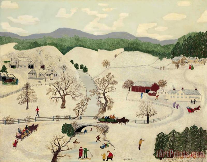 Over The River to Grandma's House, 1943 painting - Anna Mary Robertson (grandma) Moses Over The River to Grandma's House, 1943 Art Print