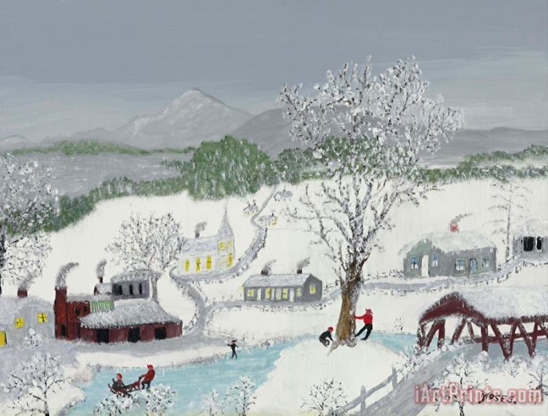 Snow Ball, 1958 painting - Anna Mary Robertson (grandma) Moses Snow Ball, 1958 Art Print