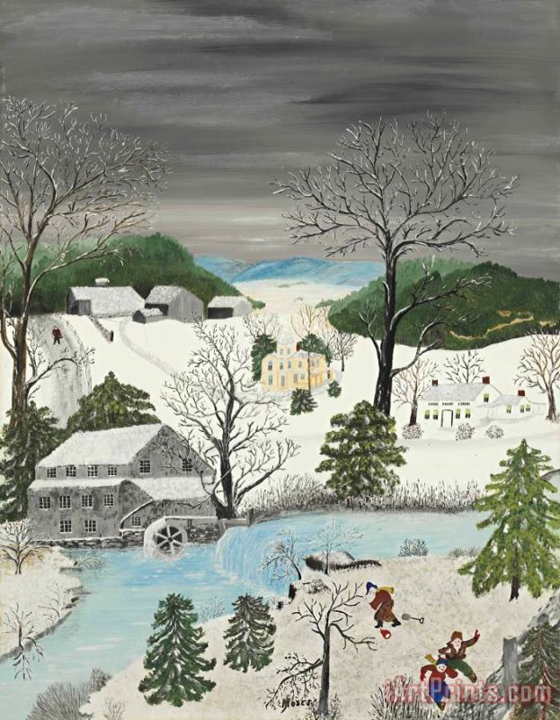 Anna Mary Robertson (grandma) Moses Taking Leg Bale for Security Art Painting