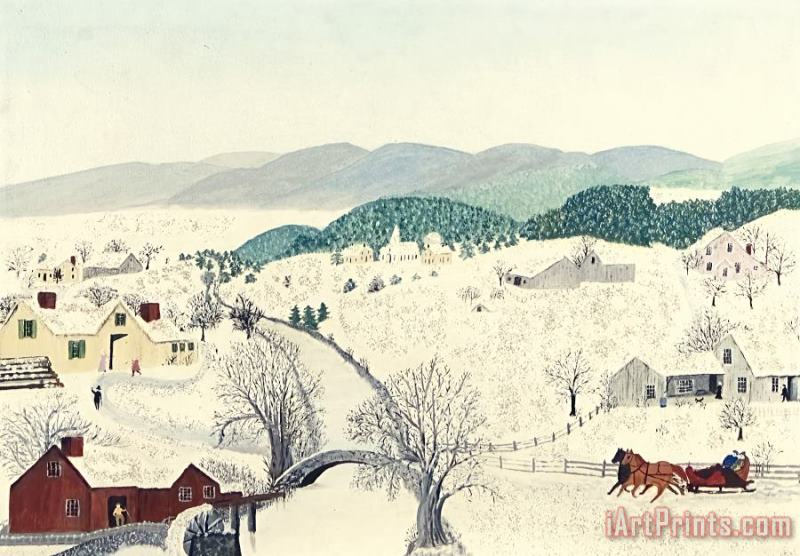 To Grandma's House We Go on Thanksgiving Day, 1942 painting - Anna Mary Robertson (grandma) Moses To Grandma's House We Go on Thanksgiving Day, 1942 Art Print