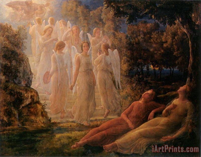 The Poem of The Soul The Golden Ladder painting - Anne Francois Louis Janmot The Poem of The Soul The Golden Ladder Art Print