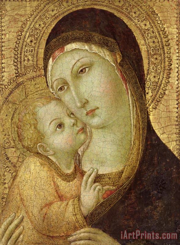 Madonna and Child painting - Ansano di Pietro di Mencio Madonna and Child Art Print