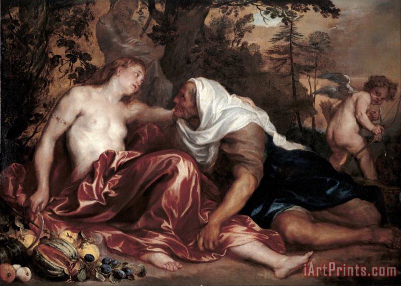 Vertumnus And Pomona painting - Anthonie Van Dyck Vertumnus And Pomona Art Print