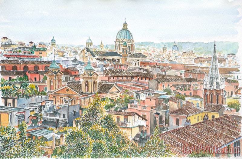 Rome Overview From The Borghese Gardens painting - Anthony Butera Rome Overview From The Borghese Gardens Art Print