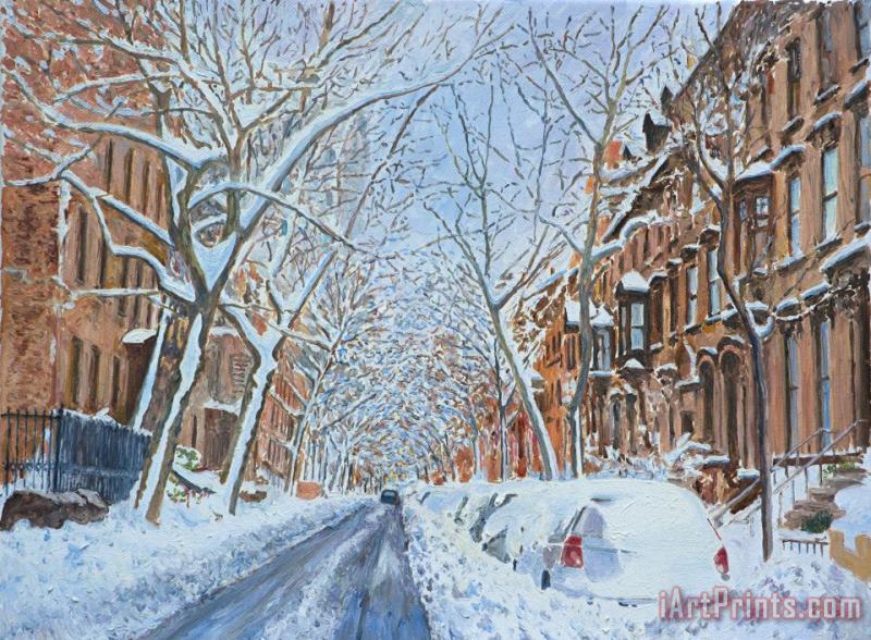 Snow Remsen St. Brooklyn New York painting - Anthony Butera Snow Remsen St. Brooklyn New York Art Print