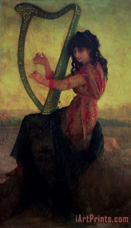 Antoine Auguste Ernest Hebert Muse Playing the Harp Art Painting