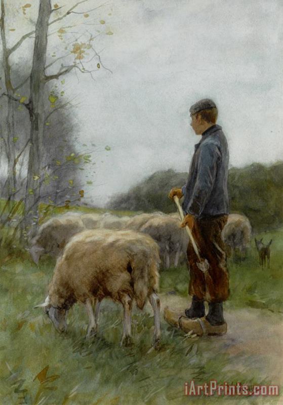 Anton Mauve A Shepherd And His Flock Art Print