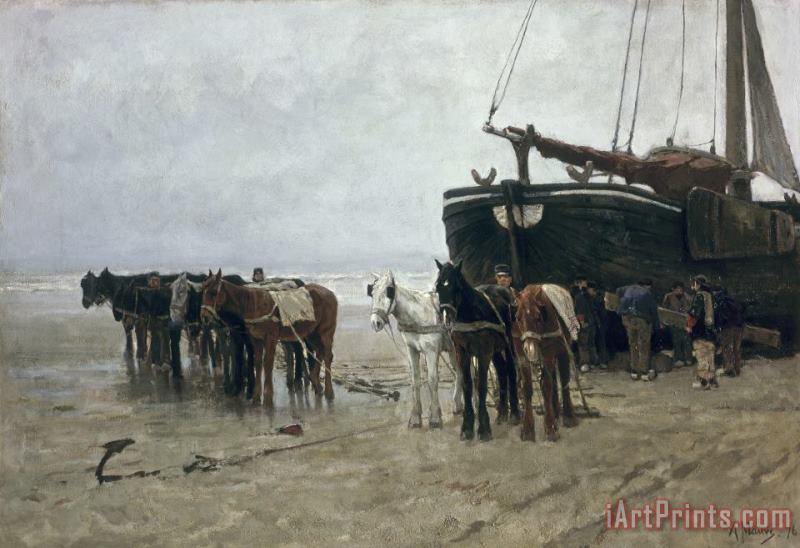 Anton Mauve Boat on the Beach at Scheveningen Art Print