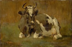Anton Mauve Lying Cow painting