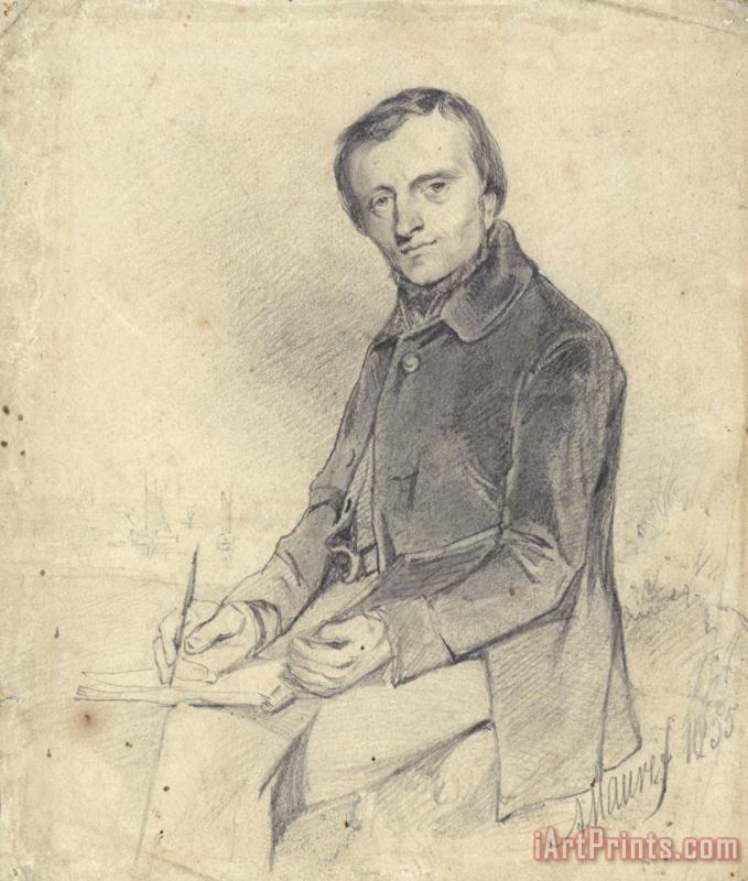 Anton Mauve Portret Van Een Zeeschilder, Met Een Schetsboek in De Hand Art Painting