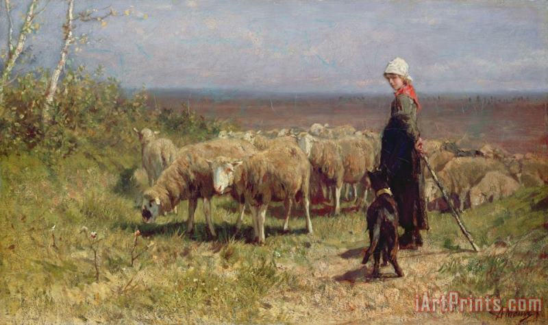 Shepherdess painting - Anton Mauve Shepherdess Art Print