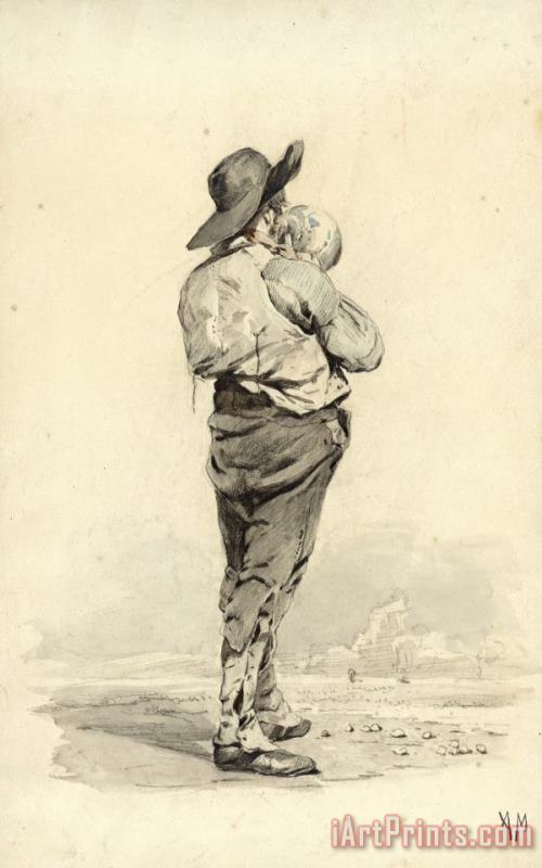 Anton Mauve Staande Man Drinkend Uit Een Kruik Art Print