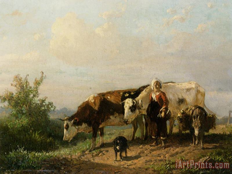 Anton Mauve The Cowherdess Art Painting
