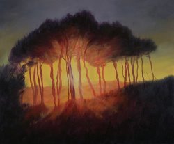 Antonia Myatt Wild Trees at Sunset painting