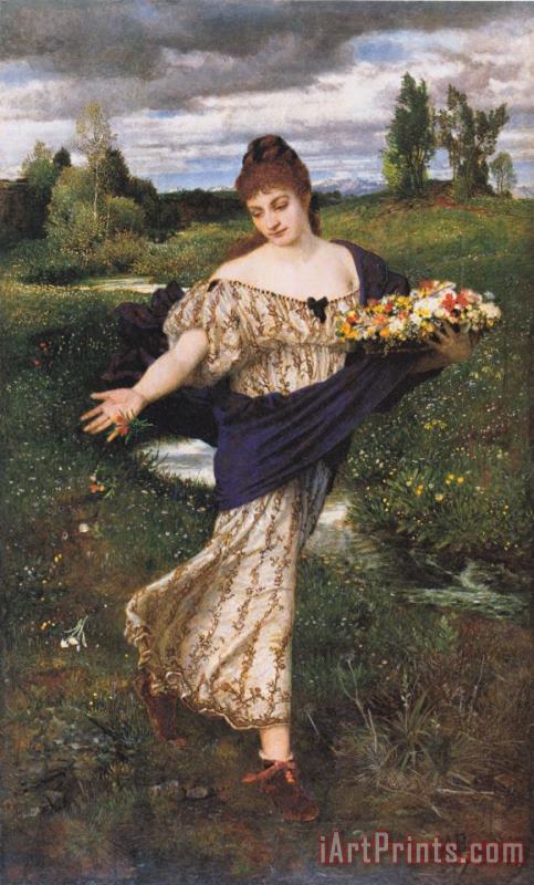 Flora Scattering Flowers painting - Arnold Bocklin Flora Scattering Flowers Art Print