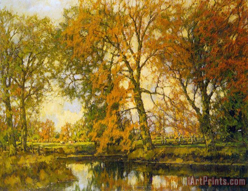 Arnold Marc Gorter An Autumn Landscape with Cows Near a Stream Art Painting