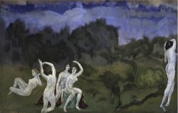 Arthur Bowen Davies Nudes in a Landscape painting