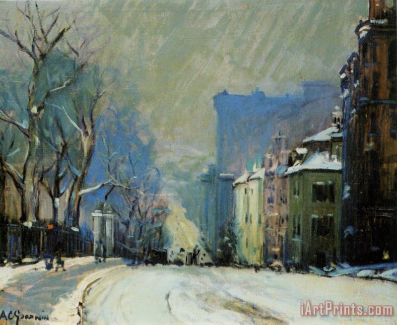Arthur C. Goodwin Beacon Street in Winter Art Print