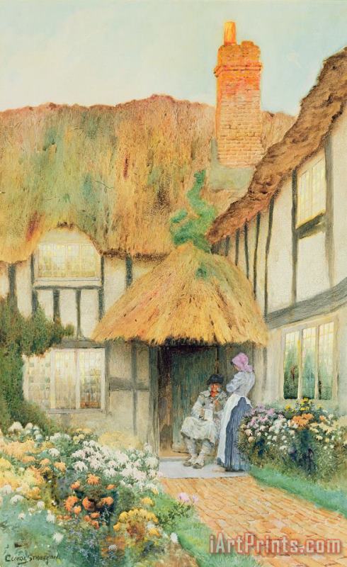 By the Cottage Door painting - Arthur Claudes Strachan By the Cottage Door Art Print