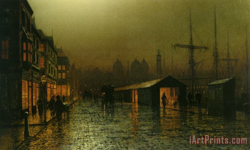 Arthur E. Grimshaw Hull Docks by Night Art Painting