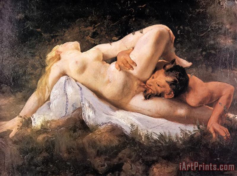 Satyr Satisfying Nymph, 1900 painting - Arthur Fischer Satyr Satisfying Nymph, 1900 Art Print