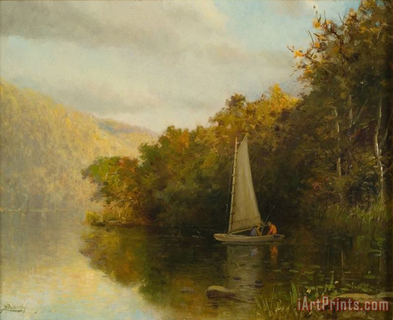 Sailboat on River painting - Arthur Quarterly Sailboat on River Art Print