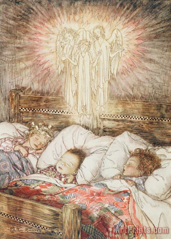 Christmas illustrations from The Night Before Christmas painting - Arthur Rackham Christmas illustrations from The Night Before Christmas Art Print