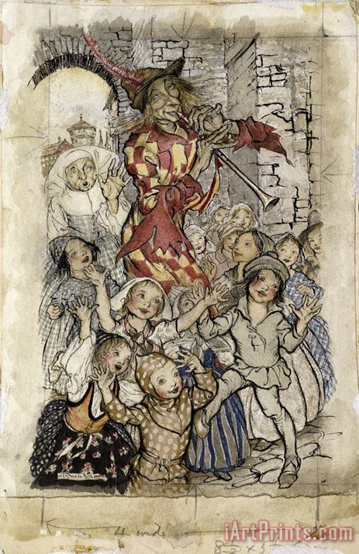 Arthur Rackham The Pied Piper And The Children Art Painting