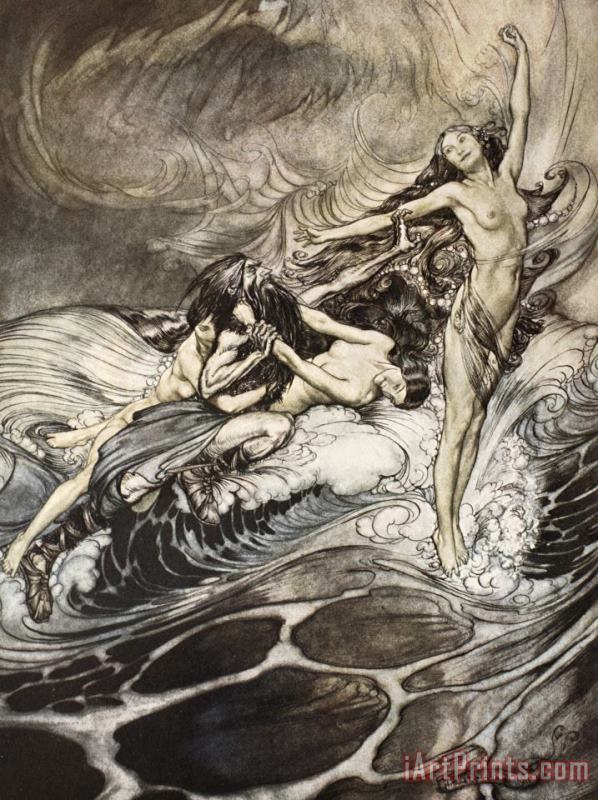 Arthur Rackham The Rhinemaidens Obtain Possession Of The Ring And Bear It Off In Triumph Art Print