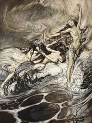 Arthur Rackham The Rhinemaidens Obtain Possession Of The Ring And Bear It Off In Triumph painting