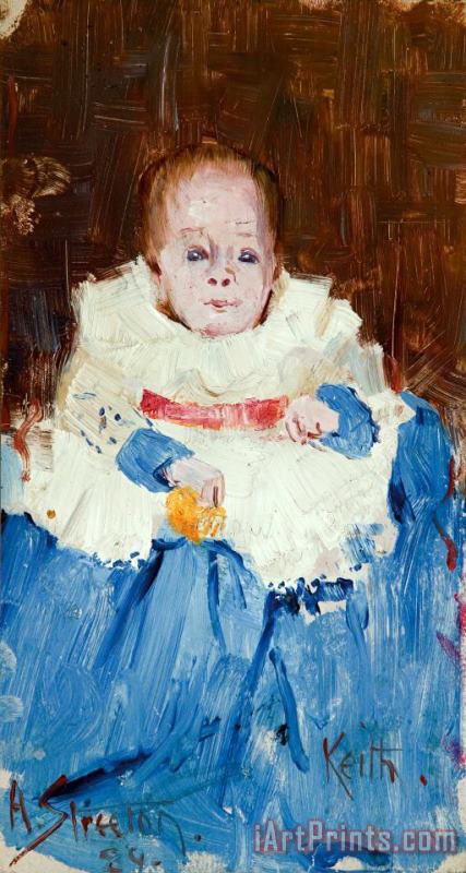 Orange, Blue And White (portrait of Keith) painting - Arthur Streeton Orange, Blue And White (portrait of Keith) Art Print